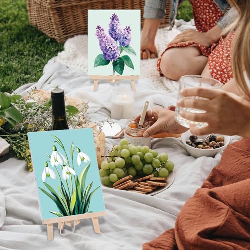 Sherr 24 Pcs Pre Drawn Canvas for Painting Adult Pre Printed Canvas Bulk Sip and Paint Kit Stretched Panels Paint Set for Theme Valentine Painting Night Party Favor(Flower,8 x 10 Inch) - size: 8 x 10 Inch, style: Flower