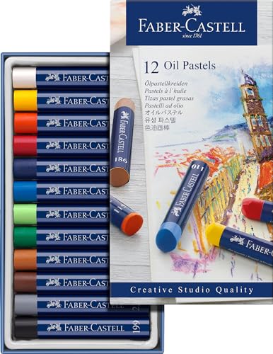 Faber-Castell Creative Studio Oil Pastel Crayons – 12 Vibrant Colors - size: 12 Count (Pack of 1)
