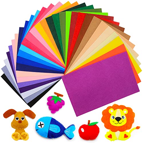 IOOLEEM Multi-Colored Felt Sheets, 30pcs 7"x11.3" (Close to A4 Size - 18x28.5 cm), Pre-Cut Felt Sheets for Crafts and Sewing - color: Multi-colored, size: Plain 7x11.3 inches (18x28.5cm)