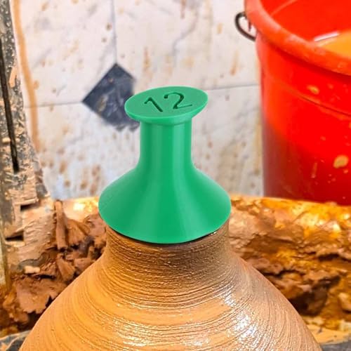 Fybrinth 2 Pack Pottery Oil Spout Gauge Tool for 12% and 14% Shrink Clay, Oil Vinegar Bottle Stopper Gauge for Stand Black Rubber Type Dispenser