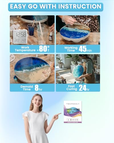 Epoxy Resin 1Gallon Kit,Crystal Clear,Self Leveling,Bubble-Free,Anti-Yellowing Easy Mix 1:1,Suitable for Art Casting,Wood & Molds,Jewelry Projects,DIY Gifts - size: 1 GALLON