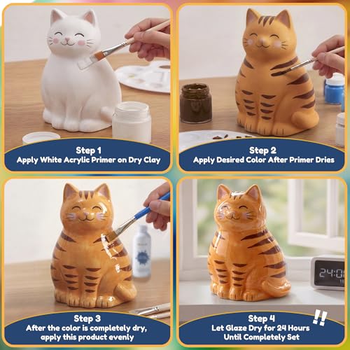Aestd-ST 100ml Air Dry Clay Glaze – Gloss Varnish with Soft Brush for Polymer Clay, Air Dry Clay, Pottery & Crafts – Prevents Cracks, Scratches & Wear