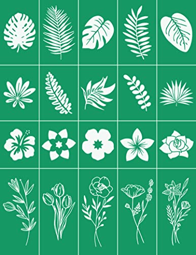 DGAGA Silk Screen Stencils,Flower and Leaf Self Adhesive Silk Screen Stencils Reusable,Plant Mesh Stencil for Chalk Paste Screen Printing Stencils for Painting on Wood,Chalkboard,Fabric,Home Decor - color: flower and leaf stencils