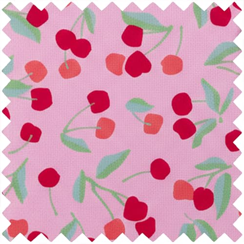 Hobby Gift Medium Sewing Box Organiser, Fabric Covered Storage Box with Handle, Internal Tray, Pin Cushion and Pocket for Sewing, Quilting and Knitting Supplies - color: Cherries