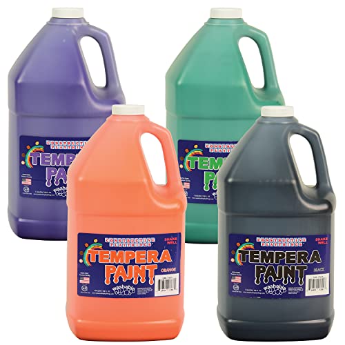 Constructive Playthings Washable Tempera Paint for Kids, Classroom Painting Supplies, Set of 4 Gallons, Multicolor - color: Multicolor, size: 128 Fl Oz (Pack of 4)