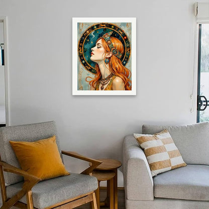 Fantasy Paint by Numbers Kit for Adults - DIY Zodiac Goddess Portrait Painting on Canvas 16x20 Inches, Frameless Acrylic Paint Set, Suitable for Beginners, Art for Home Decoration or Gifts