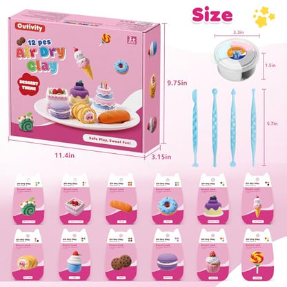 Air Dry Clay Kit for Kids, 12 Crafts Modeling Clay Model Magic, Clay Kits with Sculpting Tools & Tutorials, Safe & Non-Stick DIY Art Crafts, Toys Gift for Ages 3-12 Boys & Girls - color: Clay Kit