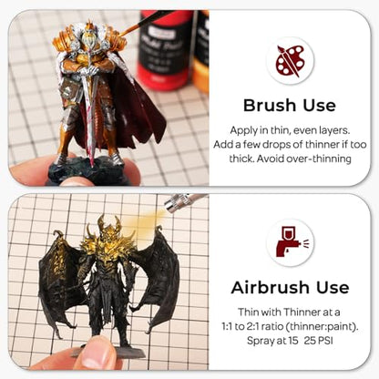 Nicpro 10 Colors Metallic Model Paint Set, 20ml Ready to Use Modeling Acrylic Paints, Brush & Airbrush Compatible, Miniature Paint Set for Beginner & Pro on Model, Scale Figure, Crafts, with 1 Thinner - style: Metallic
