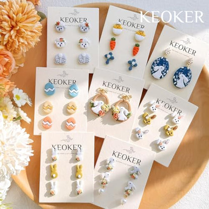 KEOKER Polymer Clay Cutters - 21 Shapes Easter Egg Cutters for Jewelry Making - color: Easter clay cutters A+B