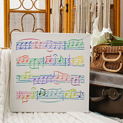 FINGERINSPIRE Music Stencils Template 11.8x11.8 inch Plastic Music Notes Drawing Painting Stencils Sheet Music Square Reusable Stencils for Painting on Wood, Floor, Wall and Tile