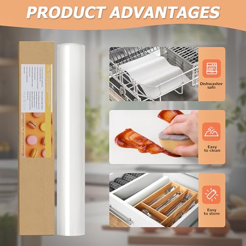Silicone Baking Mat Roll, Non-Stick Heat Resistant Food Grade Baking Mats, Non-Slip Reusable Air Fryer Linner, Freeze Dryer Mat, Counter Mat, Oven Liner, Refrigerator Liners - 16IN x 10FT