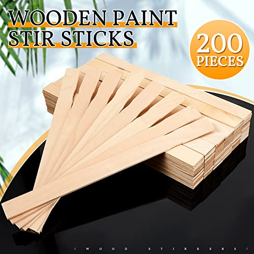Juexica 200 Pieces Paint Stir Sticks Bulk 12 Inch, Wooden Paint Sticks Wood Mixing Stirrers for Library Markers or Garden Plant Labels, Mixing Stirrers for Kids Adults DIY Craft, Resin