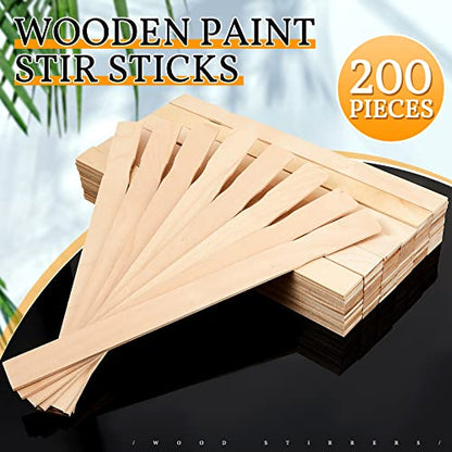 Juexica 200 Pieces Paint Stir Sticks Bulk 12 Inch, Wooden Paint Sticks Wood Mixing Stirrers for Library Markers or Garden Plant Labels, Mixing Stirrers for Kids Adults DIY Craft, Resin