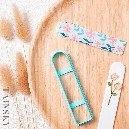 TAINSKY Bookmarks Polymer Clay Cutters, Bookmark Creator for Polymer Clay Jewelry, 5 Pcs Reading Clay Cutters for Making Earrings Jewerly