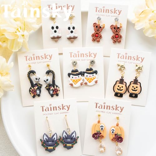Tainsky Halloween Polymer Clay Cutters for Earrings Making, 19 Shapes for Fall Jewelry Clay Cutters (B) - color: Set B