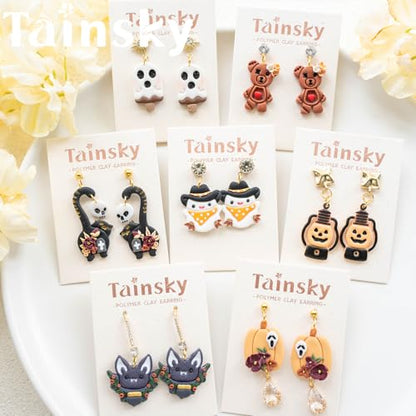 Tainsky Halloween Polymer Clay Cutters for Earrings Making, 19 Shapes for Fall Jewelry Clay Cutters (B) - color: Set B