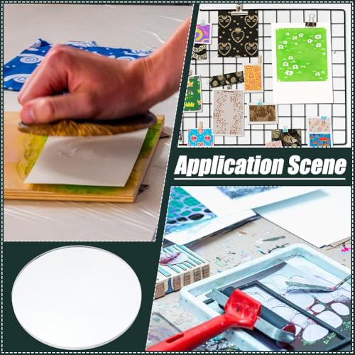 NBEADS 2Pcs Monoprinting Print Plates, 7Inch Round Gel Printing Plates Clear Class Printmaking Supplies for Art for Card Making Scrapbooking Arts and Crafts