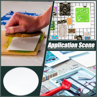 NBEADS 2Pcs Monoprinting Print Plates, 7Inch Round Gel Printing Plates Clear Class Printmaking Supplies for Art for Card Making Scrapbooking Arts and Crafts