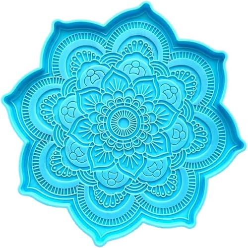 Epoxy Resin Silicone Molds, Mandala Coaster Tray Cup Mat Casting Mould, DIY Crafts Sculpture Supplies, Home Decoration Making Tools, Jewelry Casting Supplies(4.7x4.7x0.27inches)