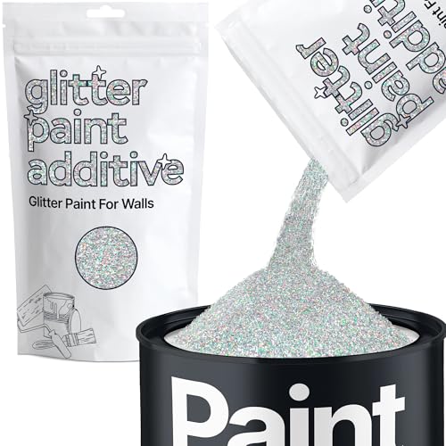 Silver Holographic Glitter Paint Additive for Walls 100g / 3.5oz | Glitter Additive Sparkle for Interior & Exterior Wall Paint, Furniture, Varnish | Hemway - color: Silver Holographic
