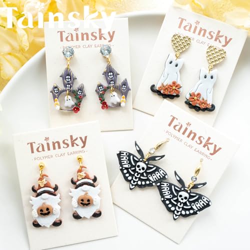 Tainsky Halloween Clay Cutters - 22 Shapes for Polymer Clay Cutters for Earrings（C） - color: Set C