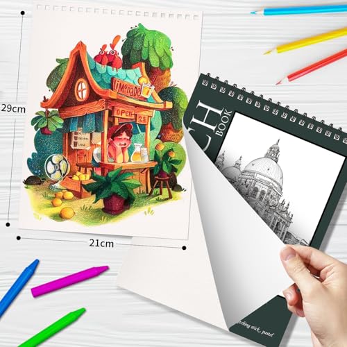 OSIMIG 10 Pack Sketch Books 8.5" x 11", Top Spiral Bound Sketch Pad, Bulk Sketchbook, 300 Sheet Total (68lb/100gsm), Drawing Paper Pad, Sketchbooks for Kids & Adults, Art Supplies - size: 10 Pack