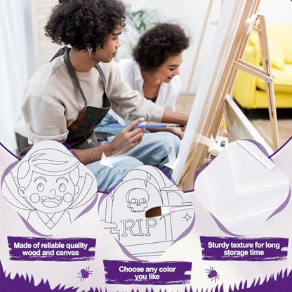 Sherr 96 Pcs 12 Sets Pre Drawn Canvas Kit for Painting Craft Sip and Paint Kit for Adults Pre Printed Canvas Painting Favor for DIY Birthday Gifts Adult's Date Party, 8 x 10 Inches(Halloween) - style: Halloween