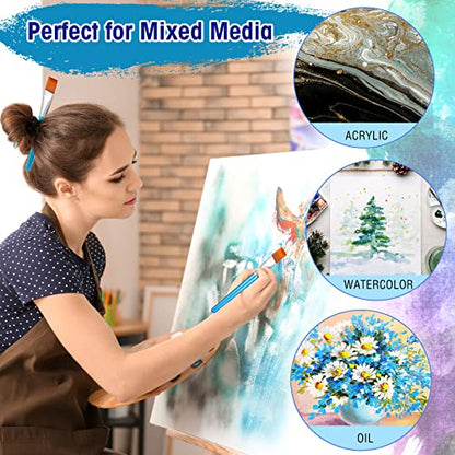 Zonon 10 Pcs 3/4 Inch Flat Paint Brushes Acrylic Painting Craft Accessories Small Watercolor Paint Brushes Bulk for Adult Artist Detail Oil Canvas Face(8.1 x 0.9 x 3/4 Inch,Sky Blue) - color: Sky Blue