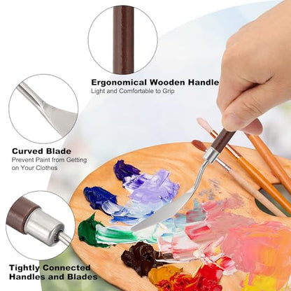 PATIKIL Art Spatula, 2 Pcs No.4 20mm Stainless Steel Flexible Palette Knife Painting Knife Painting Spatula Oil Painting Mixing Scraper with Wood Handle for Canvas Acrylic Painting, Red - style: No.4
