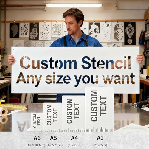 Custom Stencil for Spray Painting, Personalized Reusable Stencils for Crafts, Wood & Signs, Professional Laser Cut Letter Stencils and Logo Template (Custom stencil03) - color: custom stencil03