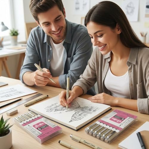 Yardlio Pen Set - 6 Fineliner Pens for Journaling, Writing, and Drawing - Nice Pens for Art, Journals, & Creative Work - Best Pens for Sketching and Journaling