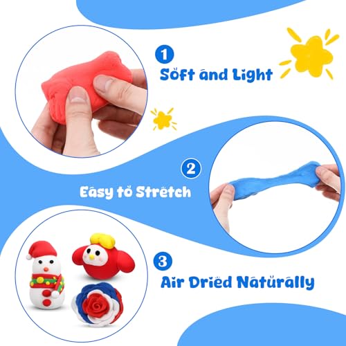 WinnerWhy 72 Pcs 38oz Air Dry Modeling Clay Ultra Light Modeling Clay for Kids DIY for Sculpting Air Dry School Gift (White, Red, Blue) - color: White, red, blue