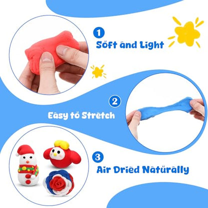 WinnerWhy 72 Pcs 38oz Air Dry Modeling Clay Ultra Light Modeling Clay for Kids DIY for Sculpting Air Dry School Gift (White, Red, Blue) - color: White, red, blue