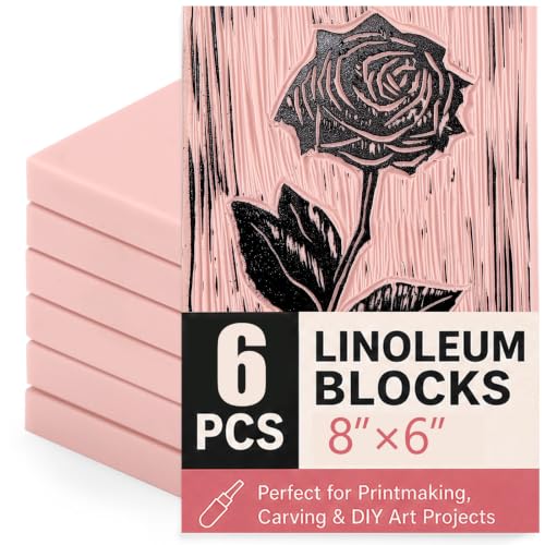 Linoleum Blocks for Printmaking Supplies - 6PCS 8”x6”Rubber Linocut Block Printing Kit for Stamp Carving, Soft Relief Printing Linoleum for DIY Crafts & Art Projects - color: 8”x6”-6pcs