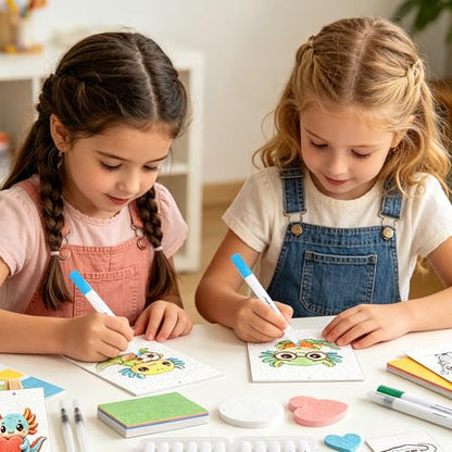 75 Pcs Magic Foam Texture Painting Kit, Cute 3D Axolotl Puffy Paint Art Craft Set with 24 Magic Foam Paper, 12 Color Pens, 3 Water Brushes, 20 Chains, Mini Easel, DIY Coloring Craft Activity Gift Set