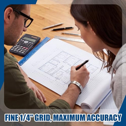 Jetec 1 Roll Large Grid Graph Paper Roll 1/4'' Grid 33.9 Inch x 98ft Engineering Drafting Paper for Blueprint School Classroom Graphing Supplies Engineer Architect Designer Mathematician Gifts - color: 1/4'' Grid, size: 33.9 Inch X 98ft