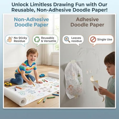 2-Pack Boys Coloring Paper Roll, 1 Dinosaur World + 1 Vehicle Adventure, 116"x11.6" Giant Drawing Paper, Reusable Mess-Free Art Paper Set for Toddler Boys Ages 3-8, Best Birthday Gift & Tablecloth - color: C8