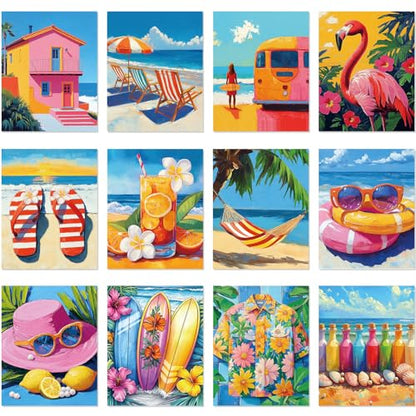 Sherr 12 Pcs Pre Drawn Canvas Pre Printed Canvas for Adults Sip and Paint Party Canvases Painting Kit for Summer Easter Mother's Day Party Favor(Hawaiian Holiday,8 x 10 Inch) - size: 8 x 10 Inch, style: Hawaiian Holiday
