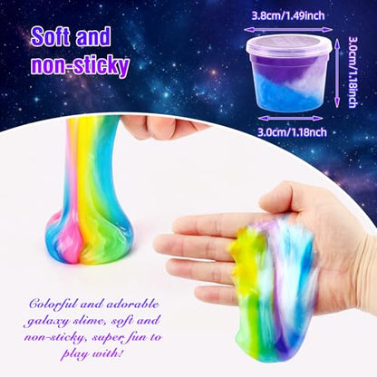 80 Pack Slime Kit for Kids, Mini Bulk Galaxy Slime for Party Favors, Birthday Gifts for Boys Girls Age 4-12, Soft Stretchy Sensory Stress Relief Putty Toy, School Classroom Rewards, Easter Stuffers - style: 80 Pcs Galaxy Slime
