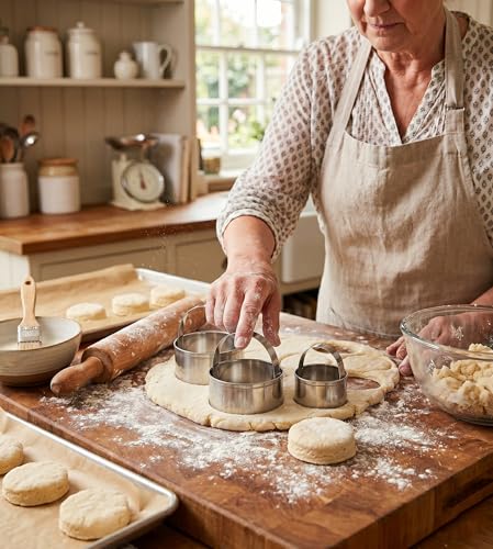 3 Pieces Round Biscuit Cutter with Handle - Stainless Steel Round Circle Doughnut Cutter Baking Molds Assorted Size