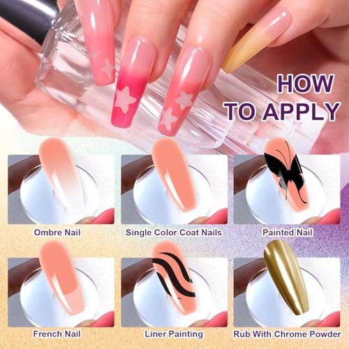 Gradient Painting Gel, 4 Colors Ombre Gel Nail Polish Include White Nude Almond Black Sponging for Pigment Pat Nails French Manicure Soak Off UV DIY Nail Art Essentia Set - color: Essentia Set