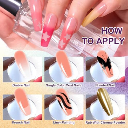 Gradient Painting Gel, 4 Colors Ombre Gel Nail Polish Include White Nude Almond Black Sponging for Pigment Pat Nails French Manicure Soak Off UV DIY Nail Art Essentia Set - color: Essentia Set
