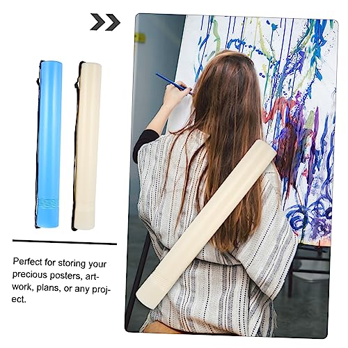 TEHAUX 2pcs Extendable Plastic Telescopic Poster Tube Design for Blueprints and Artworks with Strap Storage for Artists and Planners