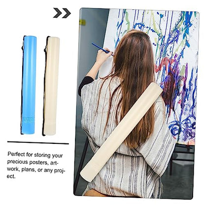 TEHAUX 2pcs Extendable Plastic Telescopic Poster Tube Design for Blueprints and Artworks with Strap Storage for Artists and Planners