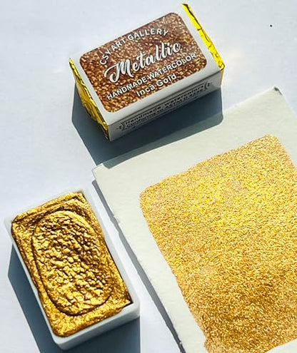Shifting Watercolor Painting Shimmer Metallic Watercolor Paints,Soild Water Color (Inca Gold (Full Pan)) - color: Inca Gold (Full Pan)