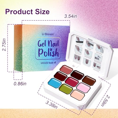 Gradient Painting Gel Set, 9 Colors Ombre Gel Nail Polish Red Brown Light Blue Pink Sponging for Pigment Pat Aura Nails French Manicure Soak Off UV Canyon Bloom - color: Canyon Bloom set