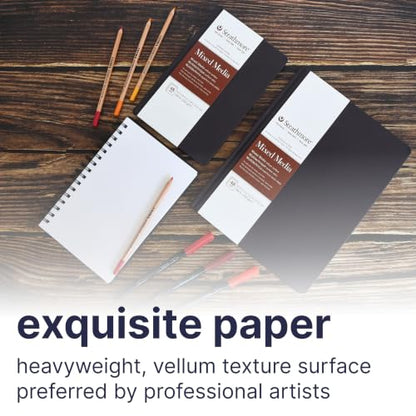 Strathmore 400 Series Mixed Media Paper Art Book, Matte Brown Cover, Natural White, Hardbound, 24 Sheets, 8.5x11 inch - size: 8.5x11 inch, style: Hardbound