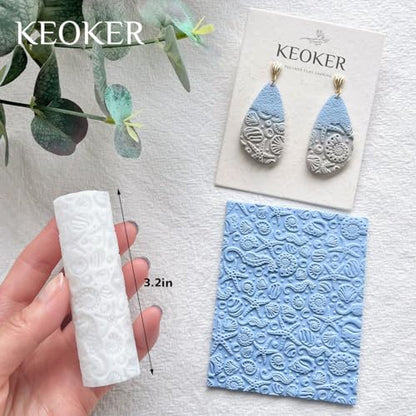 Keoker Summer Polymer Clay Texture Roller, 3pcs Ocean Texture Rollers for Polymer Clay - color: All Color