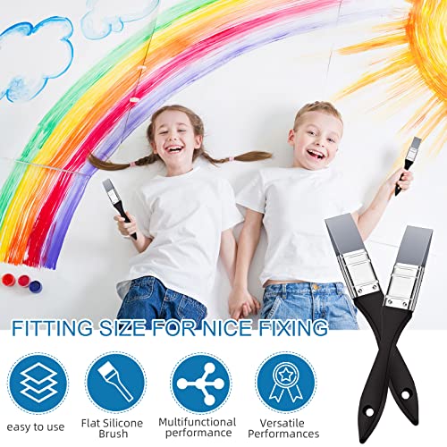 2 Pcs 1 Inch Silicone Painting Brush for Crafts Art Glue Resin Wide Flat Craft Solid Flexible Acrylic and Water Based Painting Tool for Student Classroom Paint Stains(1 Inch Wide)