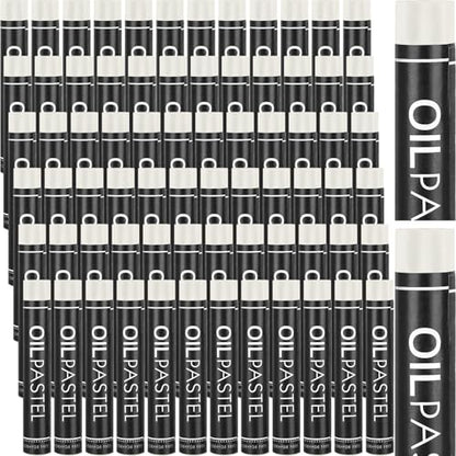 Nezyo 72 Pieces White Oil Pastels Bulk for Artists Soft Oil Crayons Single Color Hexagonal Creamy Pastel Refill Set for Teachers Beginners Artists Painting Drawing Relaxing Blending - color: White